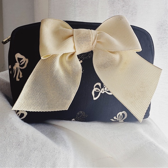 Dior Handbags - Dior Christian Dior Vintage Canvas Bows Mini Pouch Bag| Navy + Cream